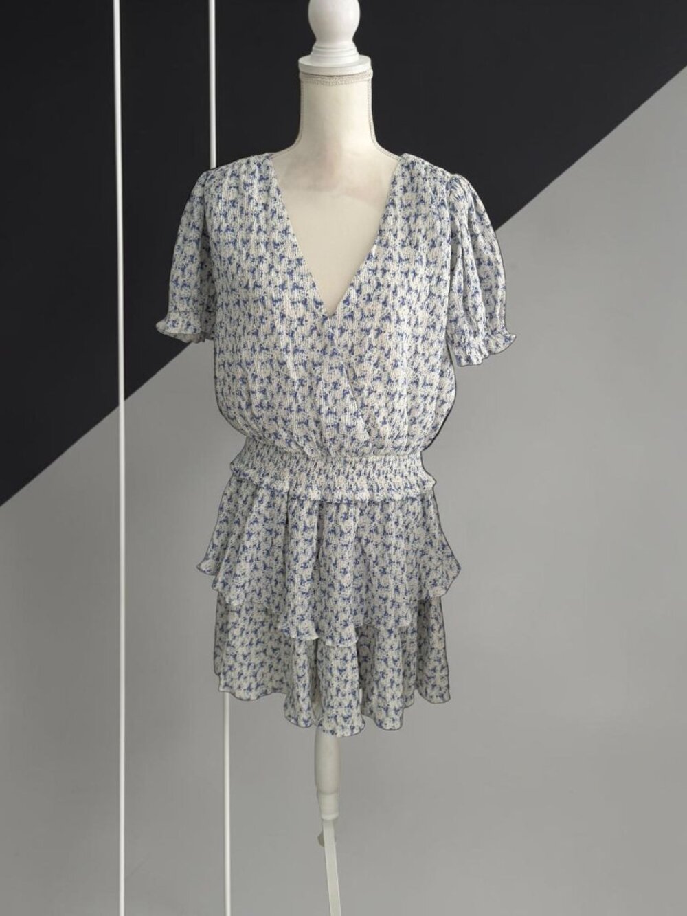 UNITED LOVER Floral Drop Waist Ruffle Skirt Dress Size Large